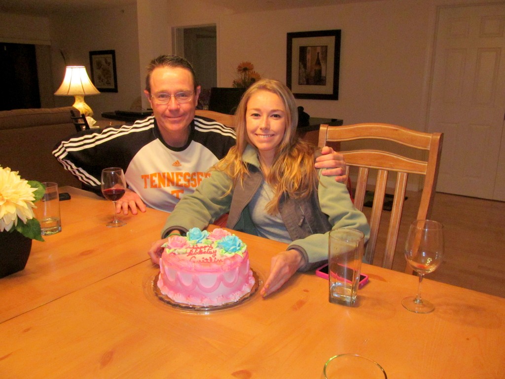 Dad, me, and the pink Publix cake he picked out for me.