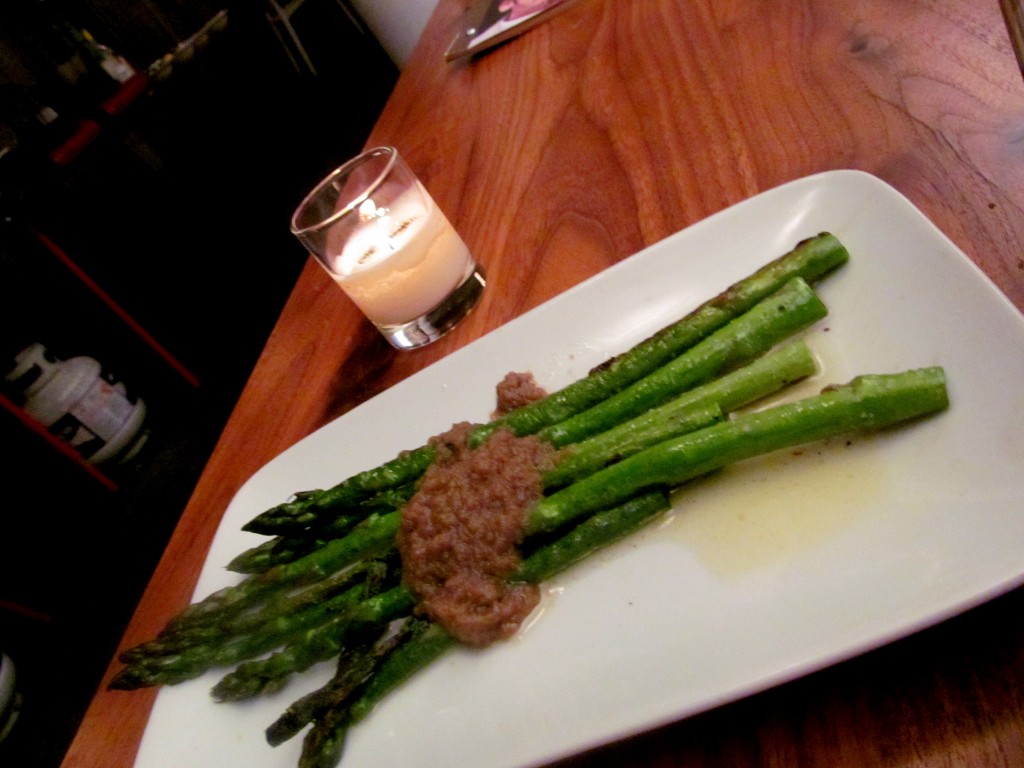 The asparagus topped with anchovy puree, which Corri and I both tried at the Galicia dinner.