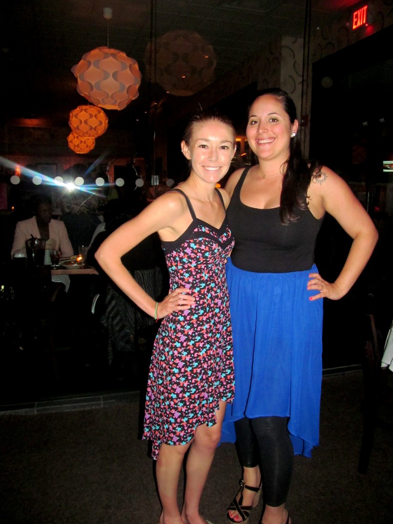 Kat and I happened to both show up in high-low dresses/skirts...um, I love it.