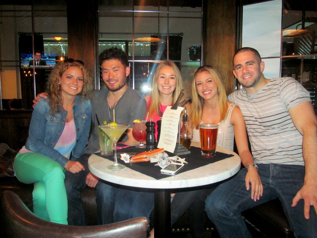 Olivia, Chris, me, Rachel (blog namer), and her boyfriend Steve (Quest Bar sampler).