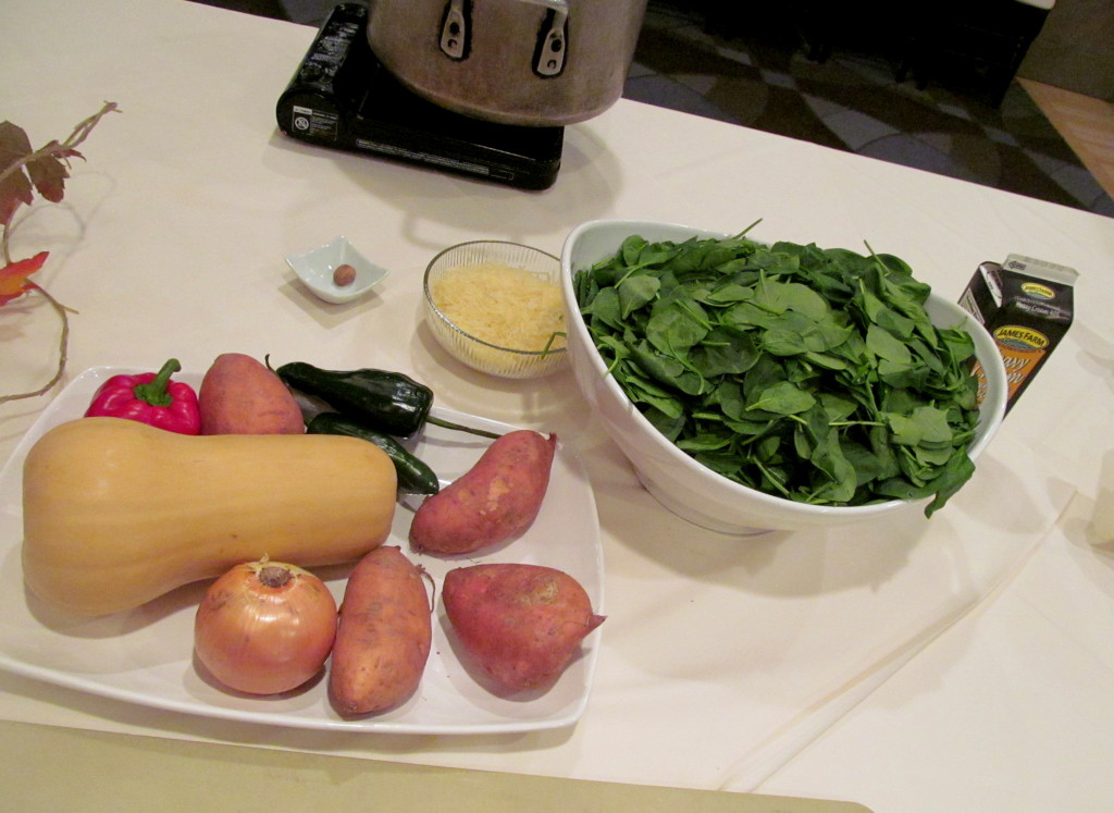 Hash and spinach ingredients.