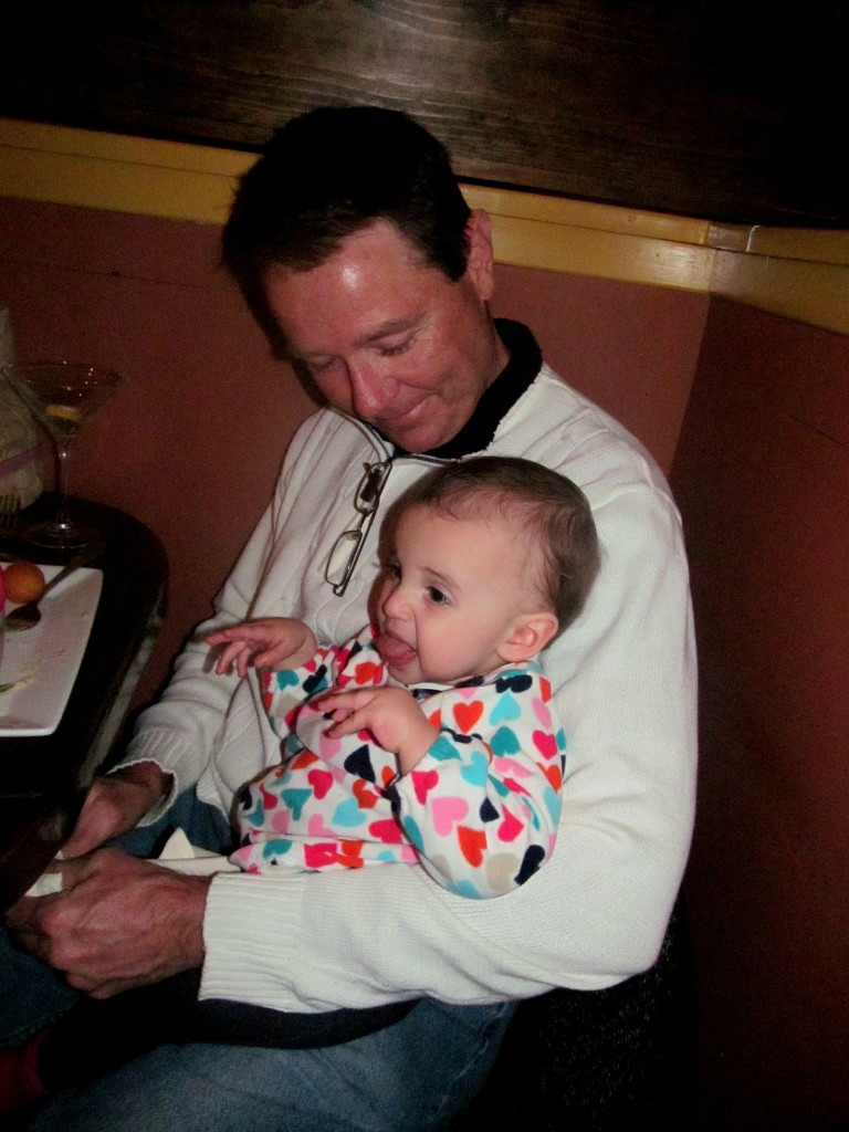 My dad feeding Penelope potato balls at the Pond House...what a pair.
