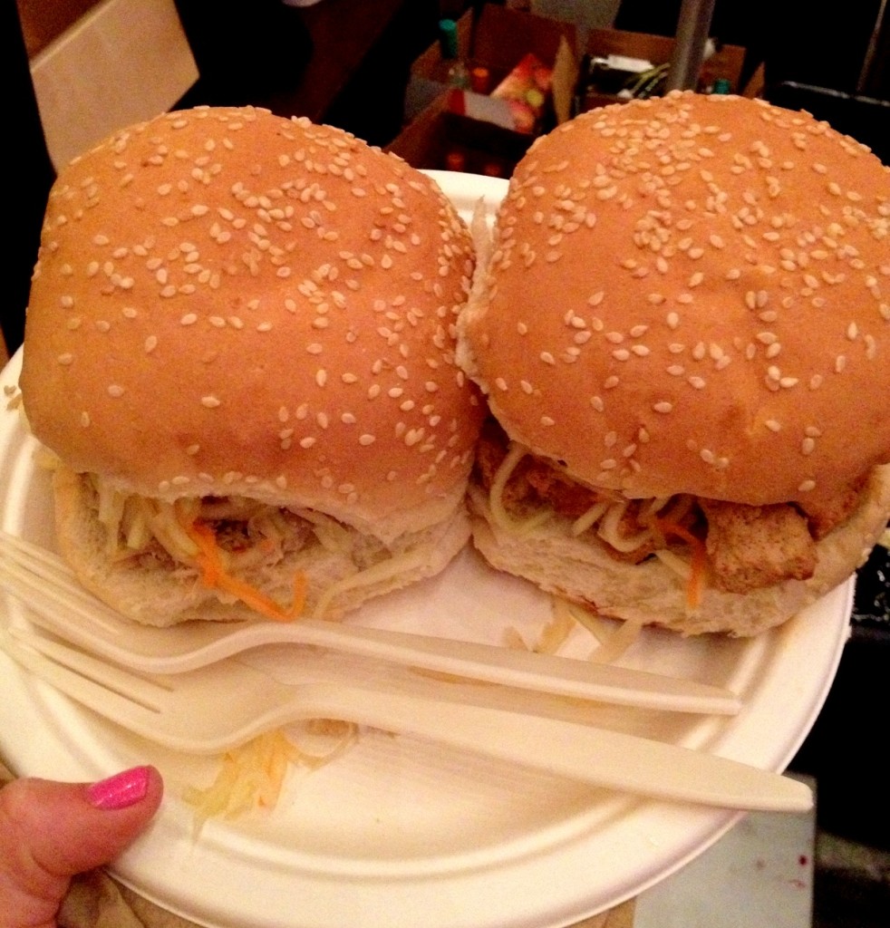 I also bartered our wine for these Bon Me coconut chicken and tofu buns! The tofu was underwhelming (very dry) but I liked the chicken!