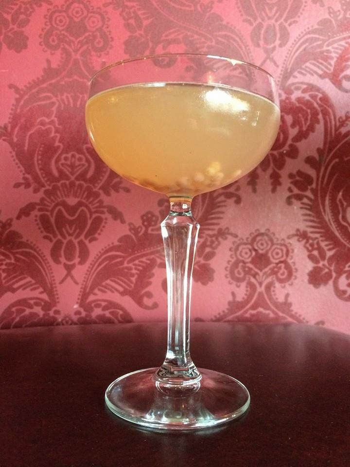 My first cocktail of the evening - the special of the night. Vanilla & cherry infused rum, petal & thorn vermouth, aphrodite bitters, and fresh guava. Photo swiped from The Regal Beagle FB page.