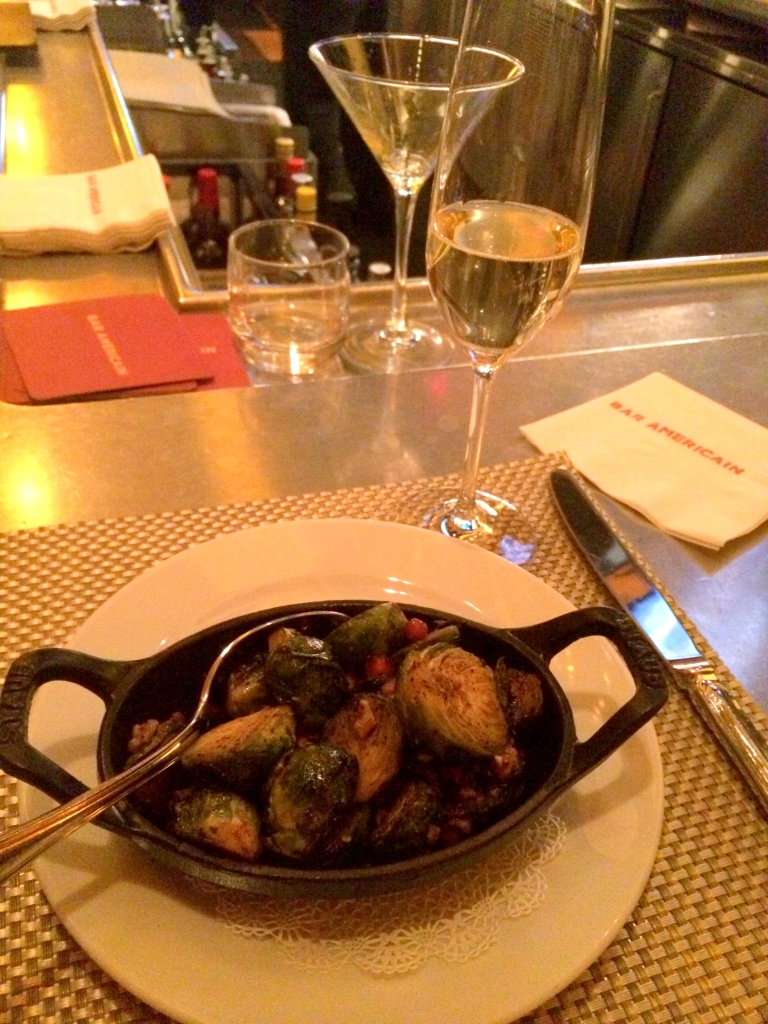 I always love getting drinks at Bar Americain, especially if they're paired with Brussels sprouts!