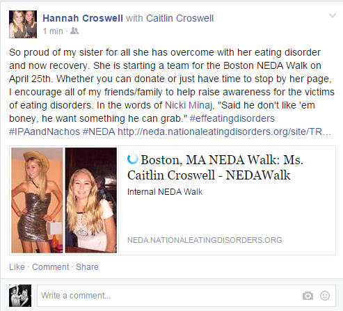 My sister wins for her Facebook post promoting my cause! #IPAandNachos