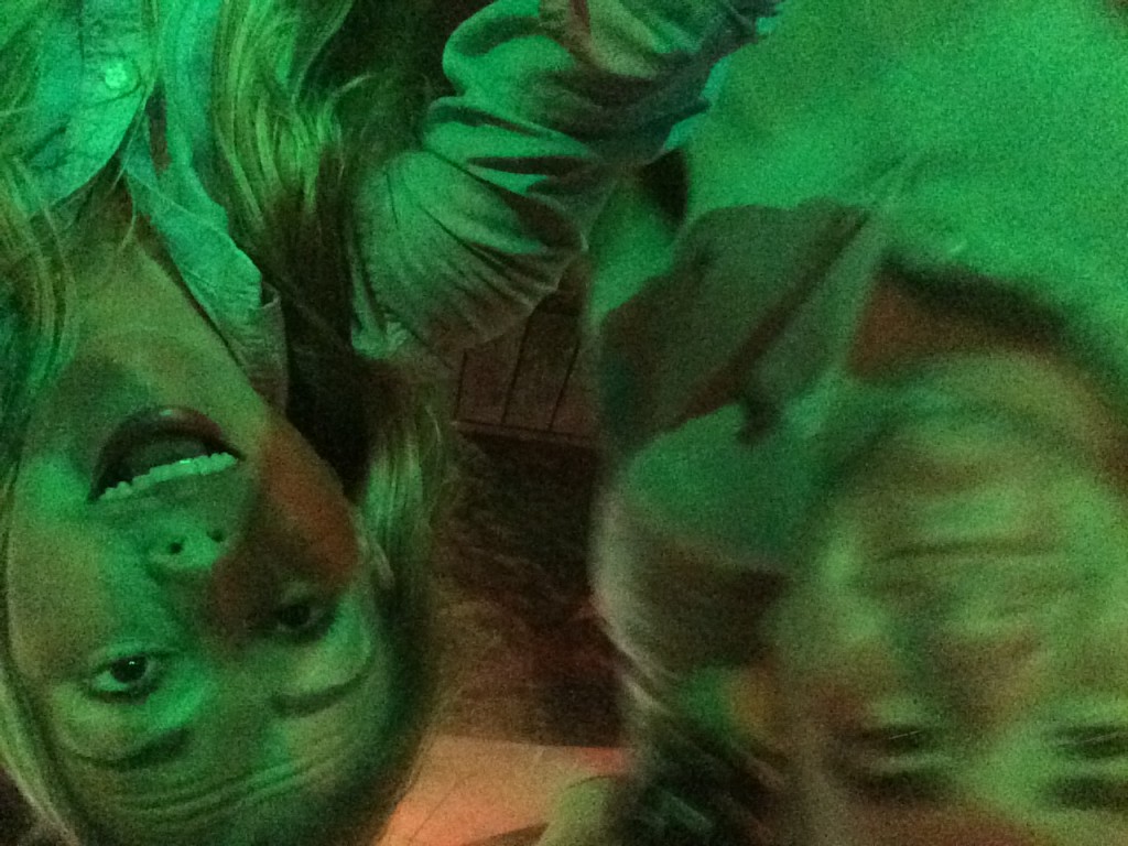 Selfies during a pool deck late-night dance party - why are we upside down? I couldn't begin to tell you.