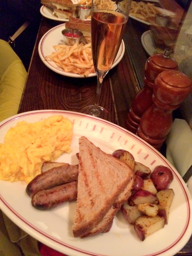 I ordered a late lunch of scrambled eggs, sausage, roasted potatoes, and toast. It was everything to me.