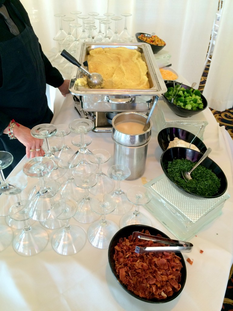 The reception food was ridiculous and included a mashed potato bar (yes those are martini glasses for the mashed potatoes) as part of the APPS.