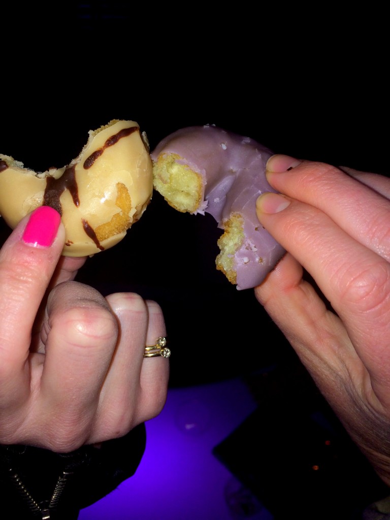 Donut cheersing with Emily and our mini Blackbird Doughnuts.