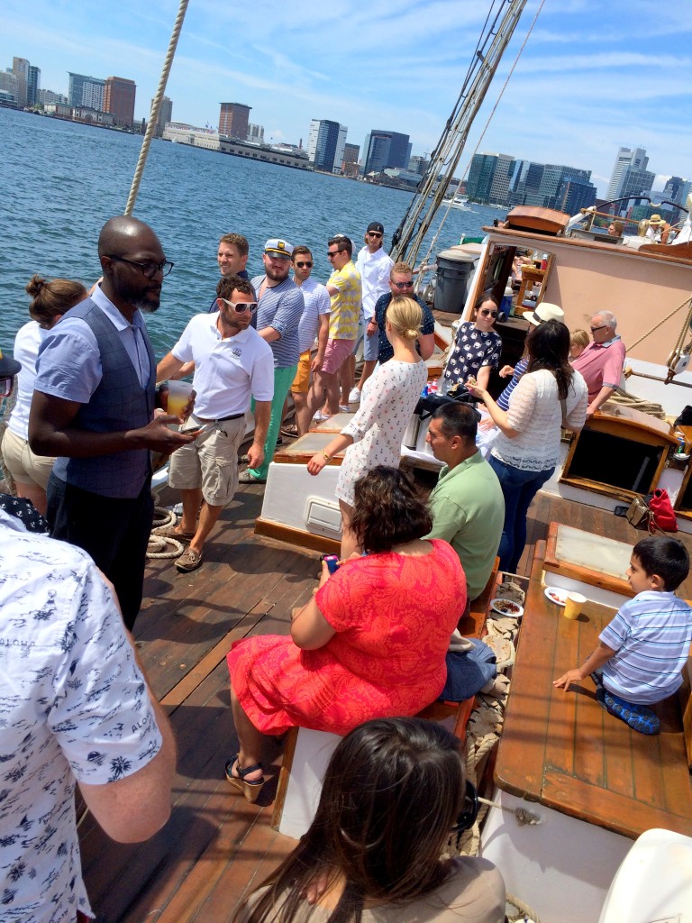 The bar closed until the sails were raised, so our group felt encouraged to participate.