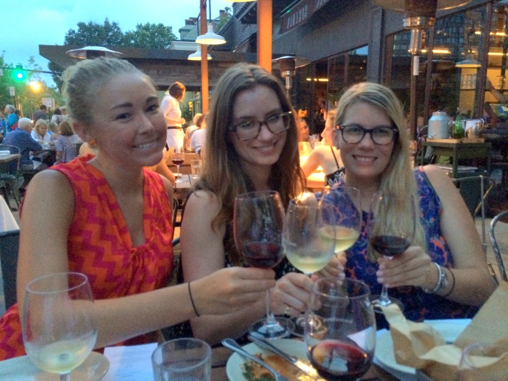 My dining partners, Emily and Kate! Emily's eyes are closed in a zen moment of food and wine appreciation.